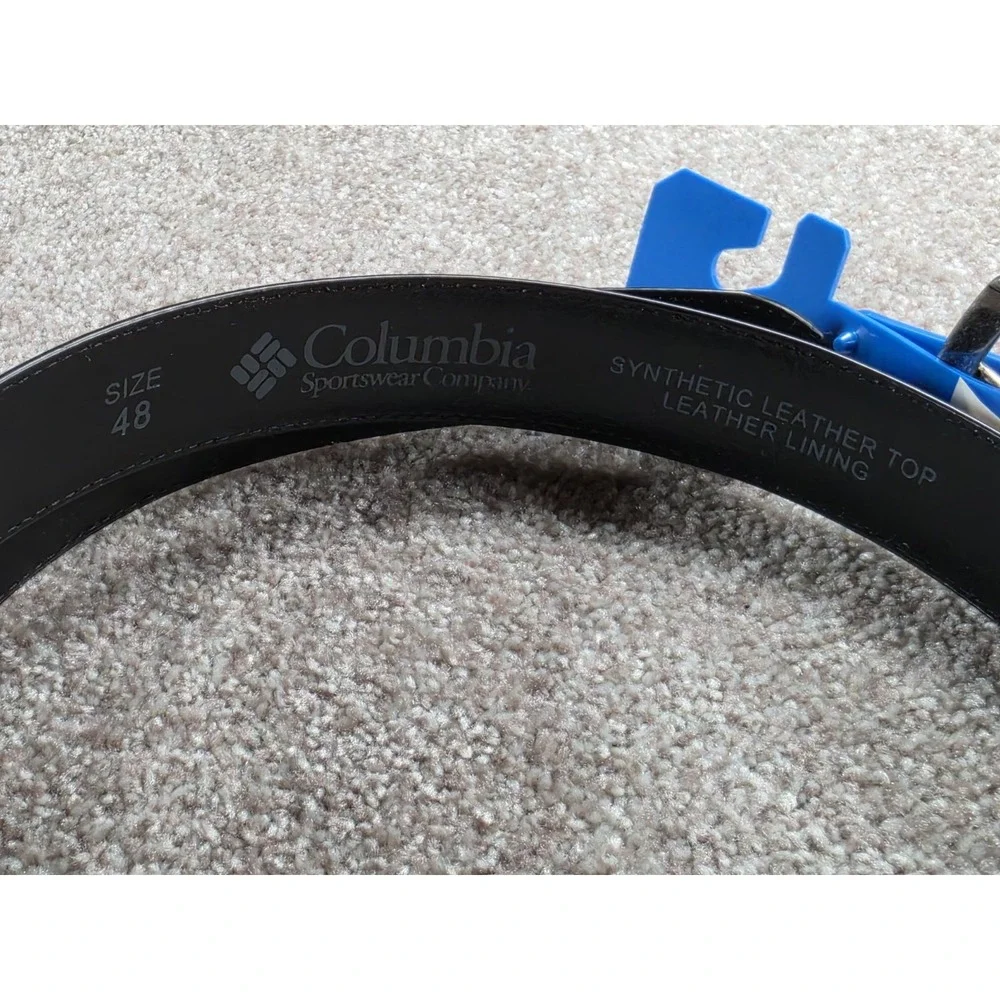 NWT Columbia Black Belt‎ Size 48 Synthetic Leather Casual Dress Belt Mens